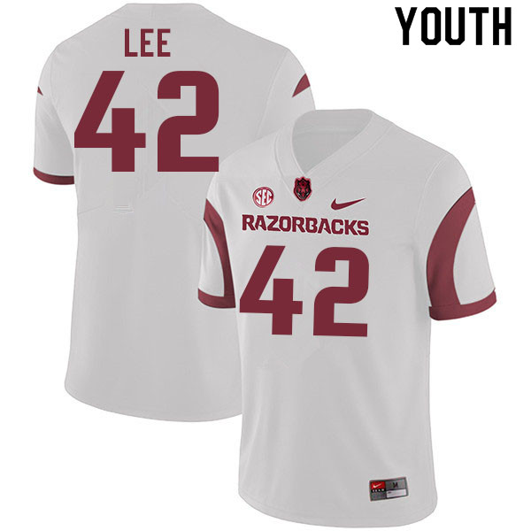 Youth #42 Zach Lee Arkansas Razorbacks College Football Jerseys Sale-White - Click Image to Close